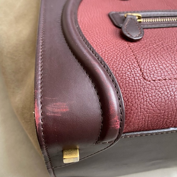 CELINE Tricolor luggage bag leather and suede Mini - Picture 12 of 16